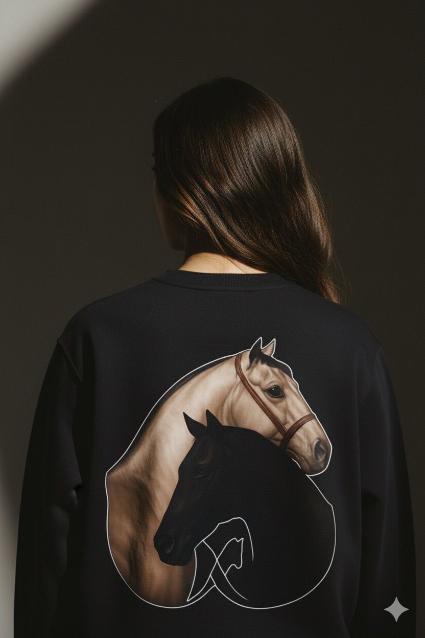 LAMS “Twin Horses” Artistic Sweatshirt – Black